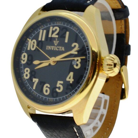 Men's 47mm Invicta Vintage Collection GMT Gold Tone SS Leather Watch! Ref: 5465! - Picture 2 of 8